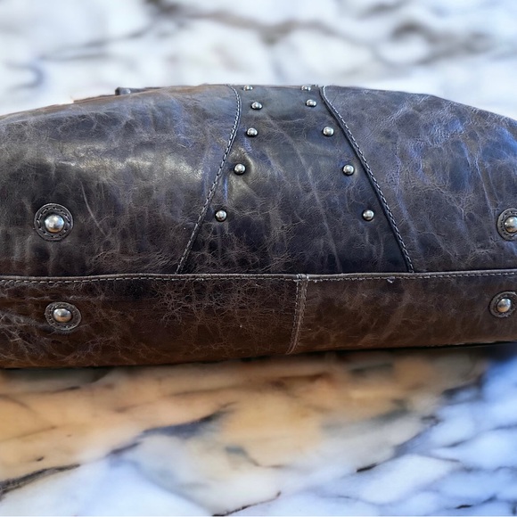 Frye Distressed Leather Studded Shoulder Bag - Picture 3 of 13